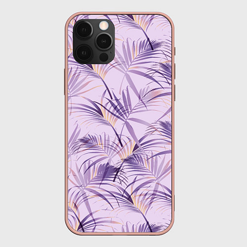 Чехол iPhone 12 Pro Max Листья / 3D-Светло-розовый – фото 1