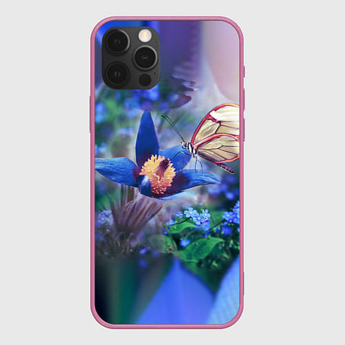 Чехол iPhone 12 Pro Max Бабочка / 3D-Малиновый – фото 1