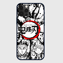 Чехол для iPhone 12 Pro Max Kimetsu no yaiba чернобелый аниме коллаж, цвет: 3D-черный