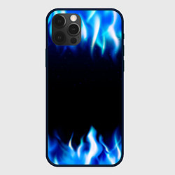 Чехол для iPhone 12 Pro Max Синий Огонь, цвет: 3D-черный