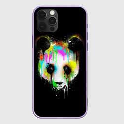 Чехол для iPhone 12 Pro Max Панда в краске, цвет: 3D-сиреневый