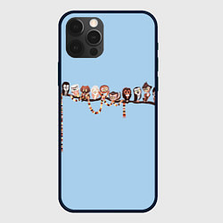 Чехол для iPhone 12 Pro Max Совы на ветке, цвет: 3D-черный