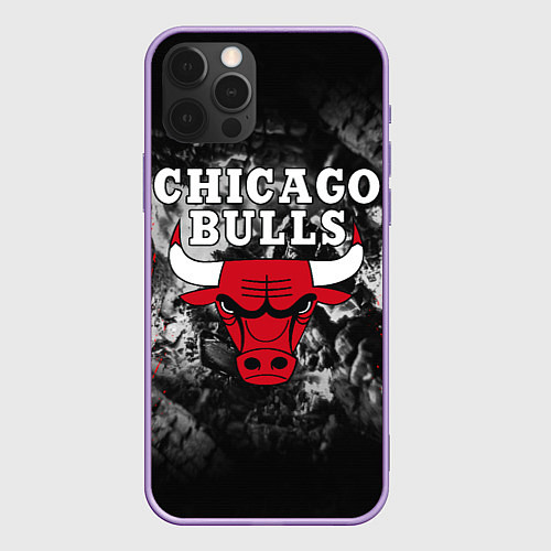 Чехол iPhone 12 Pro Max CHICAGO BULLS / 3D-Сиреневый – фото 1