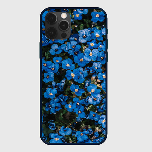 Чехол iPhone 12 Pro Max Поле синих цветов фиалки лето / 3D-Черный – фото 1