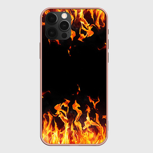 Чехол iPhone 12 Pro Max FIRE ОГОНЬ / 3D-Светло-розовый – фото 1