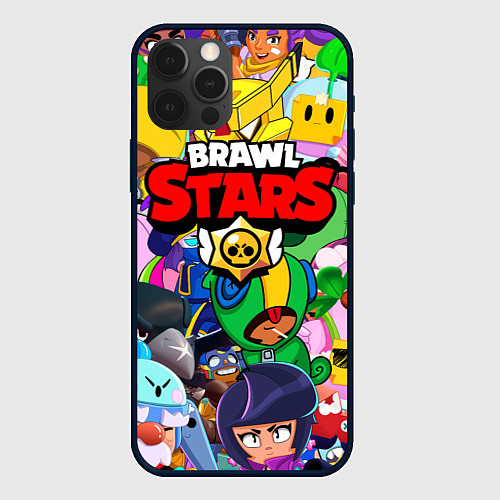 Чехол iPhone 12 Pro Max BRAWL STARS ВСЕ БРАВЛЕРЫ / 3D-Черный – фото 1