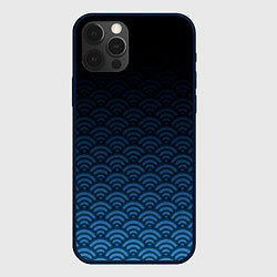 Чехол для iPhone 12 Pro Max Узор круги темный синий, цвет: 3D-черный