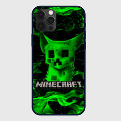 Чехол для iPhone 12 Pro Max MINECRAFT CREEPER CAT, цвет: 3D-черный