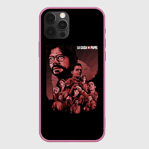 Чехол iPhone 12 Pro Max БУМАЖНЫЙ ДОМ / 3D-Малиновый – фото 1