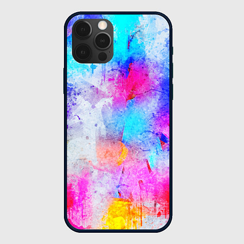 Чехол iPhone 12 Pro Max НЕОНОВЫЕ ПОТЕРТОСТИ / 3D-Черный – фото 1