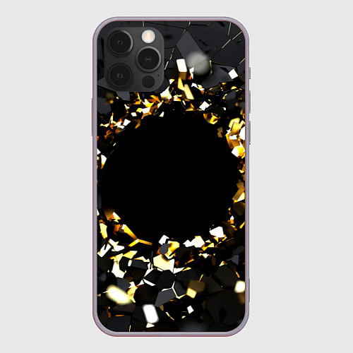 Чехол iPhone 12 Pro Max Брызги стекла / 3D-Серый – фото 1