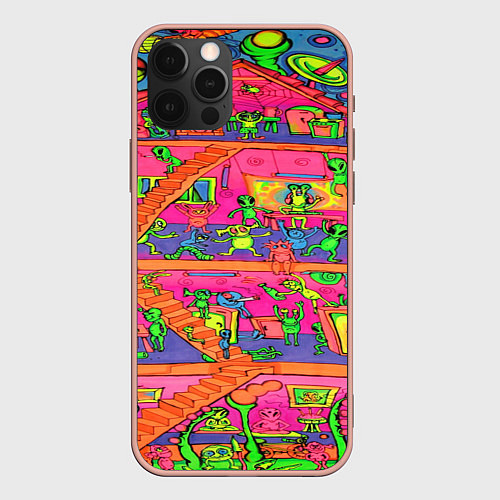 Чехол iPhone 12 Pro Max ИНОПЛАНЕТЯНЕ КИСЛОТА / 3D-Светло-розовый – фото 1