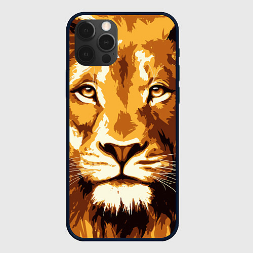 Чехол iPhone 12 Pro Max Взгляд льва / 3D-Черный – фото 1