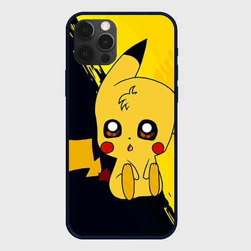 Чехол iPhone 12 Pro Max ПикачуPikachu / 3D-Черный – фото 1