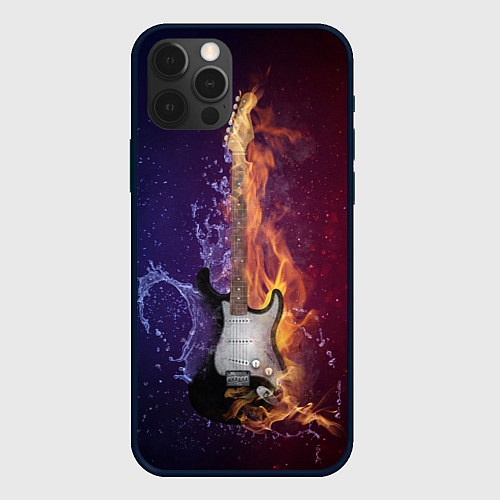 Чехол iPhone 12 Pro Max Гитара огня / 3D-Черный – фото 1
