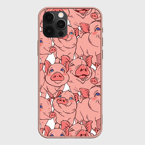 Чехол iPhone 12 Pro Max Свиньи / 3D-Светло-розовый – фото 1