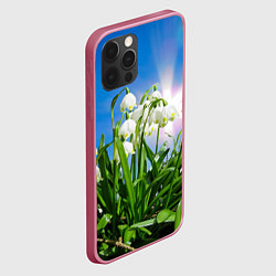 Чехол для iPhone 12 Pro Max Подснежники, цвет: 3D-малиновый — фото 2