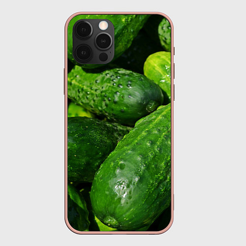 Чехол iPhone 12 Pro Max Огурцы / 3D-Светло-розовый – фото 1