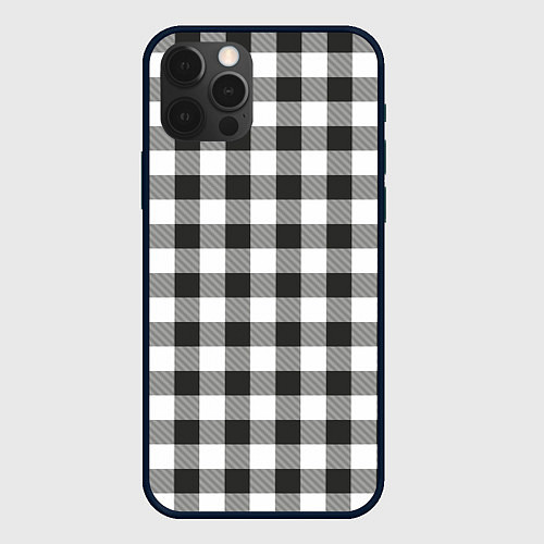 Чехол iPhone 12 Pro Max Черно-белая клетка / 3D-Черный – фото 1