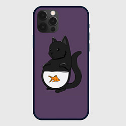 Чехол для iPhone 12 Pro Max Довольный кот, цвет: 3D-черный