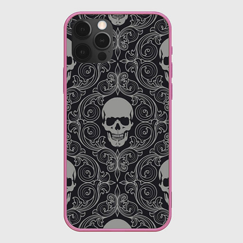 Чехол iPhone 12 Pro Max Skulls / 3D-Малиновый – фото 1