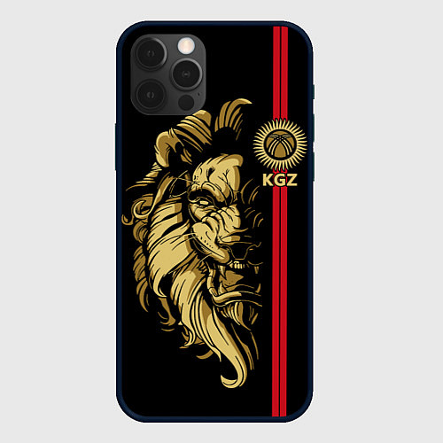 Чехол iPhone 12 Pro Max Киргизия - золотой лев / 3D-Черный – фото 1