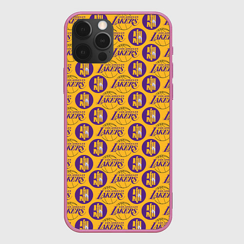 Чехол iPhone 12 Pro Max LA LAKERS / 3D-Малиновый – фото 1