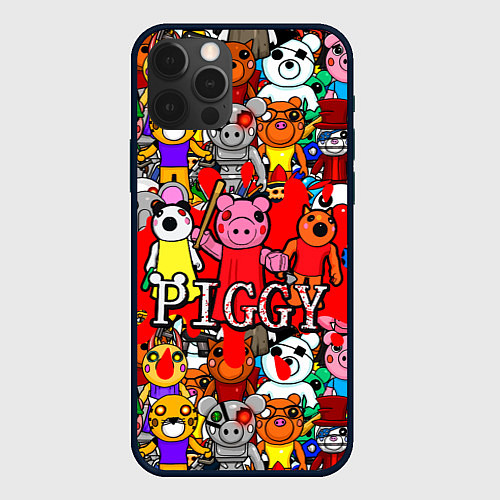 Чехол iPhone 12 Pro Max ROBLOX PIGGY / 3D-Черный – фото 1