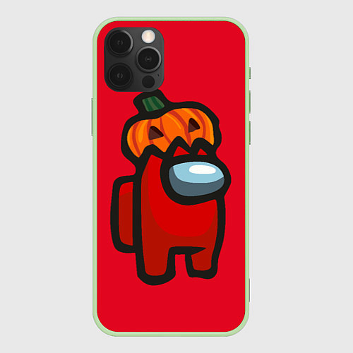 Чехол iPhone 12 Pro Max HALLOWEEN IS AMONG US / 3D-Салатовый – фото 1