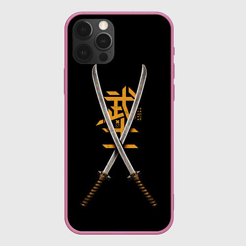 Чехол iPhone 12 Pro Max 2 Katanas / 3D-Малиновый – фото 1