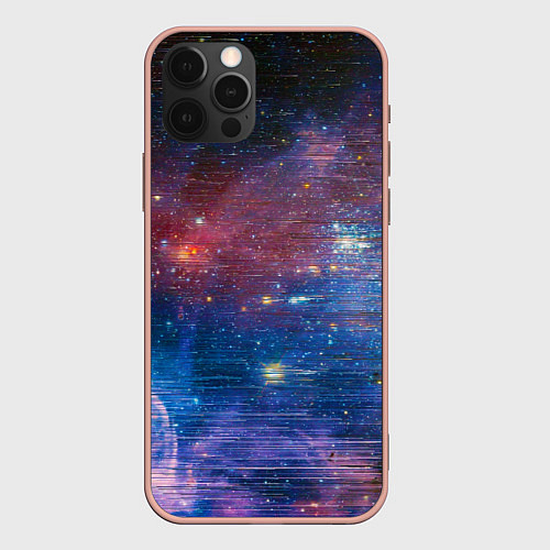 Чехол iPhone 12 Pro Max Glitch space / 3D-Светло-розовый – фото 1