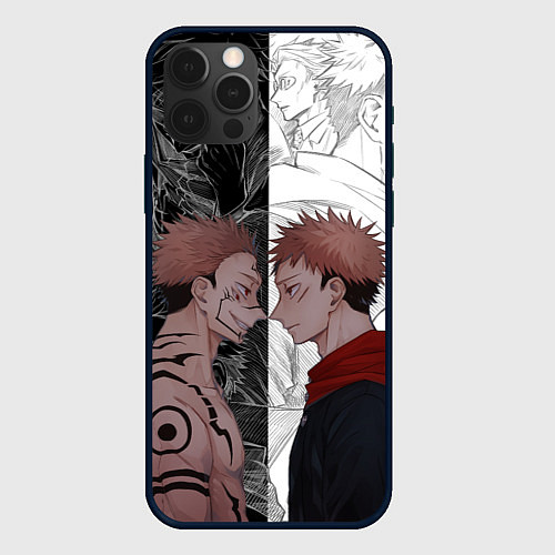Чехол iPhone 12 Pro Max Jujutsu Kaisen Сукуна х Юдзи / 3D-Черный – фото 1