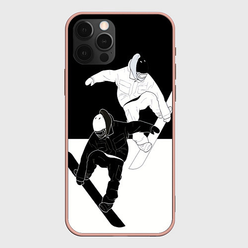 Чехол iPhone 12 Pro Max Сноубордисты / 3D-Светло-розовый – фото 1