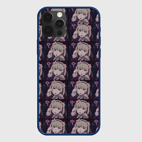 Чехол iPhone 12 Pro Max Кирари Момобами Неко / 3D-Тёмно-синий – фото 1