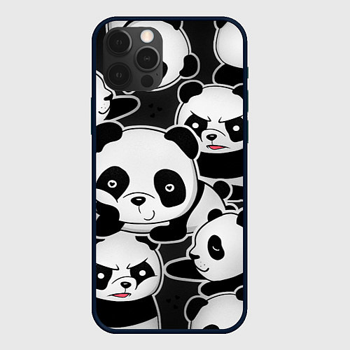 Чехол iPhone 12 Pro Max Смешные панды / 3D-Черный – фото 1