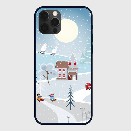 Чехол iPhone 12 Pro Max Зимний дворик / 3D-Черный – фото 1