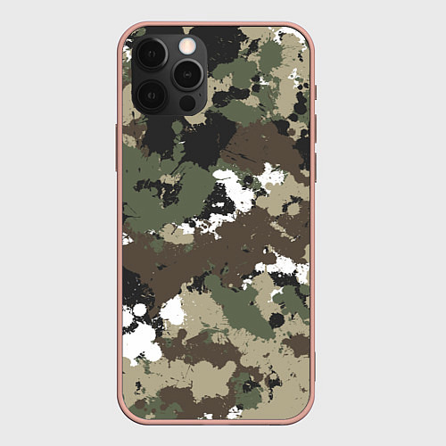 Чехол iPhone 12 Pro Max Камуфляж с кляксами / 3D-Светло-розовый – фото 1