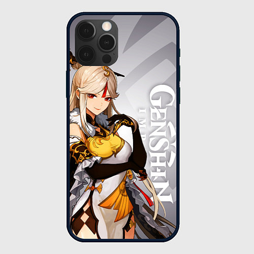 Чехол iPhone 12 Pro Max GENSHIN IMPACT, НИН ГУАН / 3D-Черный – фото 1