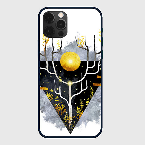 Чехол iPhone 12 Pro Max Графит и золото: дерево жизни / 3D-Черный – фото 1