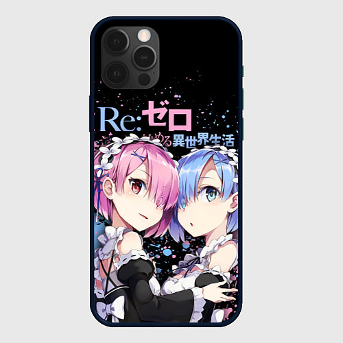 Чехол iPhone 12 Pro Max Re:Zero, Рам и Рем / 3D-Черный – фото 1