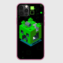 Чехол для iPhone 12 Pro Max Minecraft, цвет: 3D-малиновый