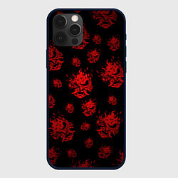 Чехол для iPhone 12 Pro Max Samurai pattern - красный, цвет: 3D-черный