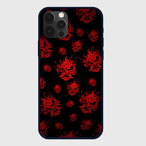 Чехол iPhone 12 Pro Max Samurai pattern - красный / 3D-Черный – фото 1