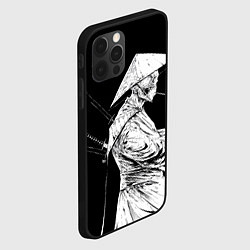 Чехол для iPhone 12 Pro Max Самурай скелет с трубкой, цвет: 3D-черный — фото 2