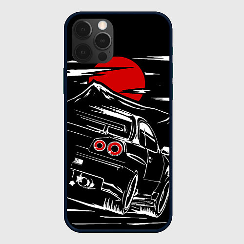 Чехол iPhone 12 Pro Max Skyline R 34 R34 скайлайн / 3D-Черный – фото 1