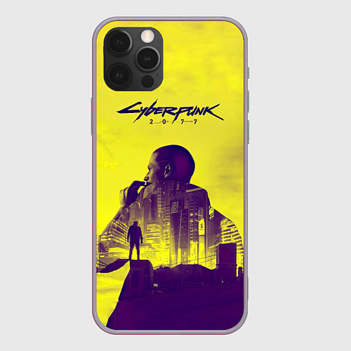 Чехол iPhone 12 Pro Max Cyberpunk 2077 / 3D-Серый – фото 1