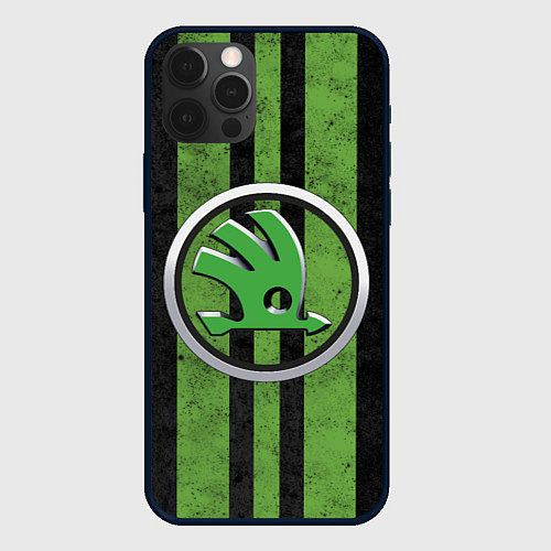 Чехол iPhone 12 Pro Max Skoda Green Logo Z / 3D-Черный – фото 1