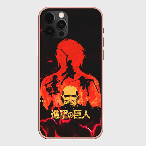 Чехол iPhone 12 Pro Max Attack on titan Атака титан / 3D-Светло-розовый – фото 1