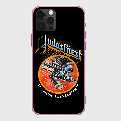 Чехол iPhone 12 Pro Max Judas Priest / 3D-Малиновый – фото 1