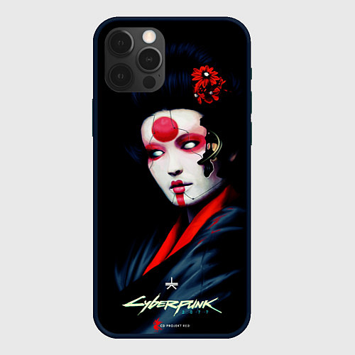 Чехол iPhone 12 Pro Max Cyberpunk 2077 самурай / 3D-Черный – фото 1